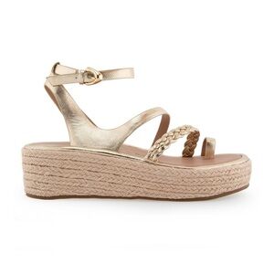 New in box AEROSOLES Metallic Gold Platform Sandals Dolly Women's Wedge size 10